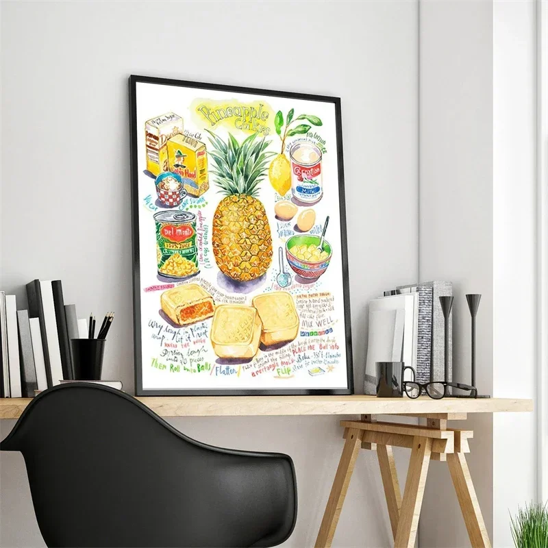 المطبخ الياباني الكوري وصفة فنية ، تزيين المطبخ ، لوحة ألوان مائية ، فن الطبخ الجداري ، ملصق جماليات ، وصفة آسيوية #3