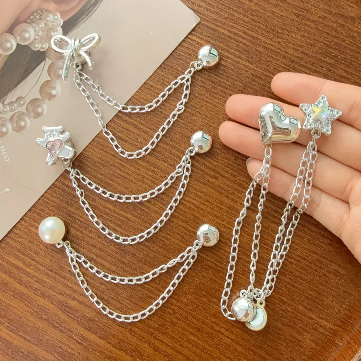 1/10개 자석 바지 다리 클립 버클 체인 롤업 바지 다리 클립 바지 고정 자석 핀 반바지 바지 바느질 용품