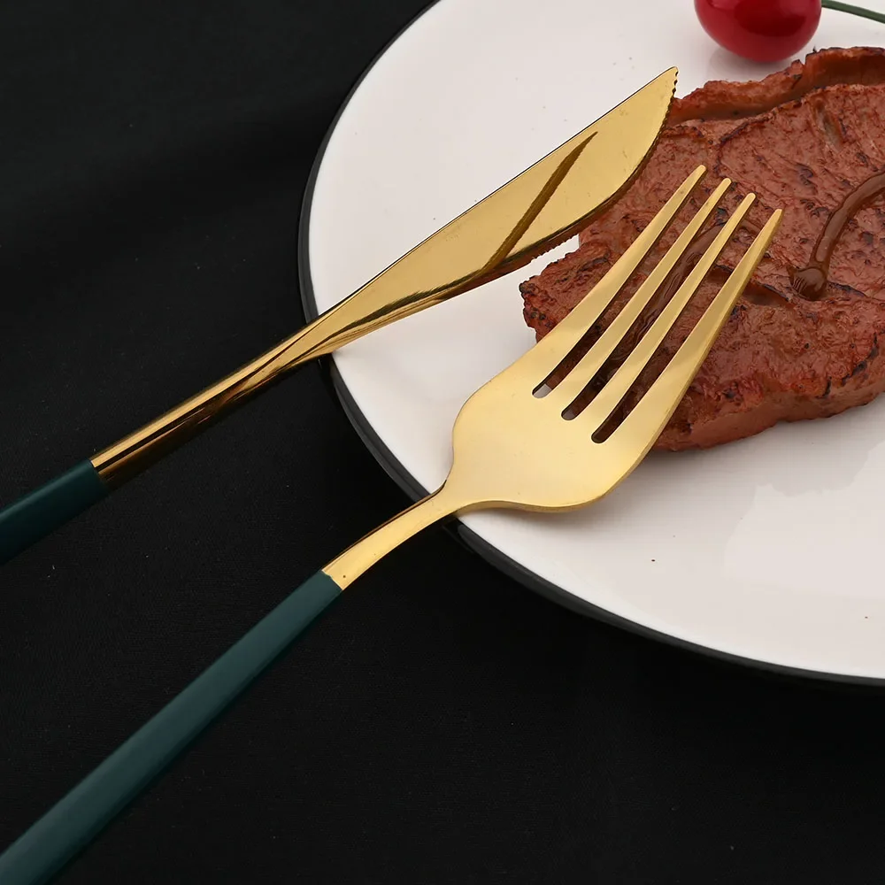 24Pcs Mirror Gold Dinner Knives Stainless Steel Tableware Western Steak Knives Dishwasher Safe For Home Kitchen And Restaurant
