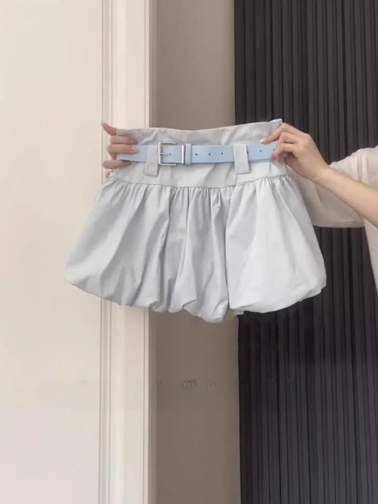 

Summer 2025 High Waist Puffy ort Skirt Ballet Sle Pure Color Flower Bud f-length Slimming Versatile Women's Skirt