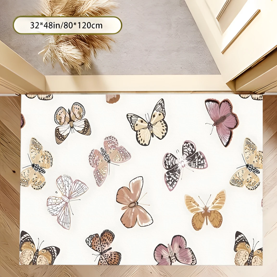 2D Large Carpet Watercolor Butterfly Gentle Healing Style for Living Room Bedroom Leisure Area