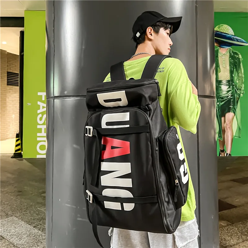 Schoolbag cool large capacity backpack mountaineering travel backpack skateboard veneer men's bag dry wet separation fitness bag