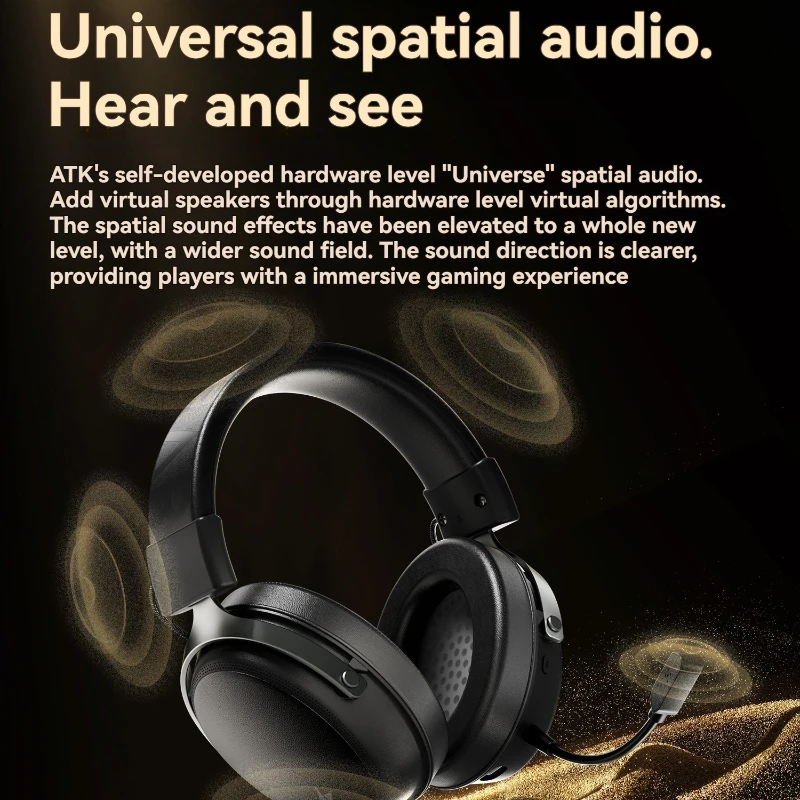 ATK Neptune N9 سماعة الألعاب اللاسلكية المخصصة 270 جرام خفيفة الوزن مثبتة على الرأس إلغاء الضوضاء سماعات ملحقات الكمبيوتر