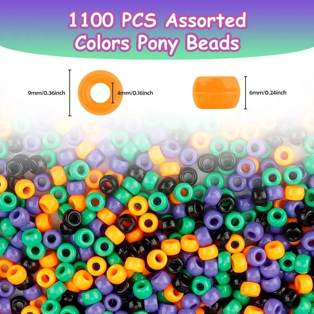 1100pcs DIY Jewelry Made Pony Beads Halloween Theme Beads Bracelet Kit