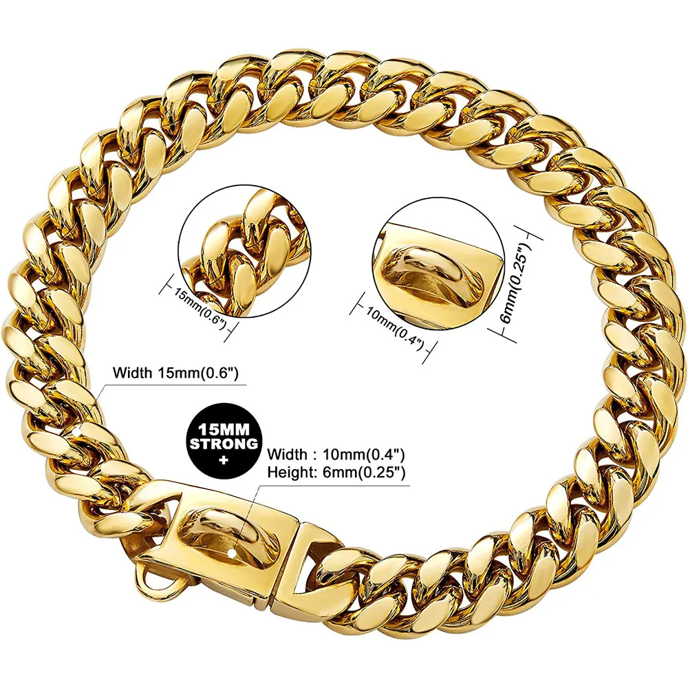 Gold Cuban Link Dog Collar 3