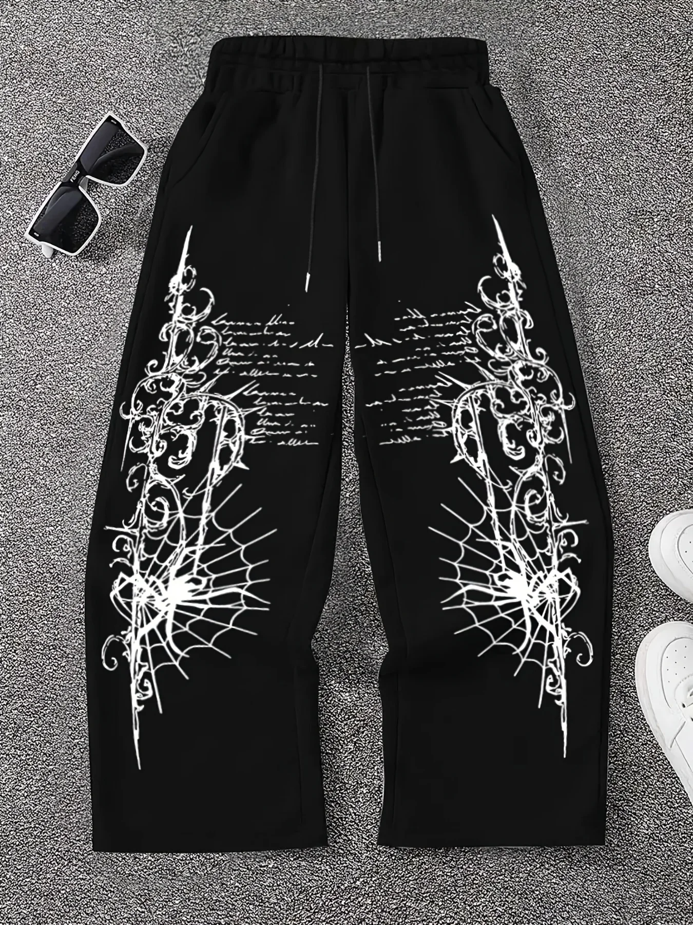 Gothic Punk Men's Loose Retro 3D Pattern Printed Street Style Men's and Women's Same Quick Drying Sports Pants Casual Pants