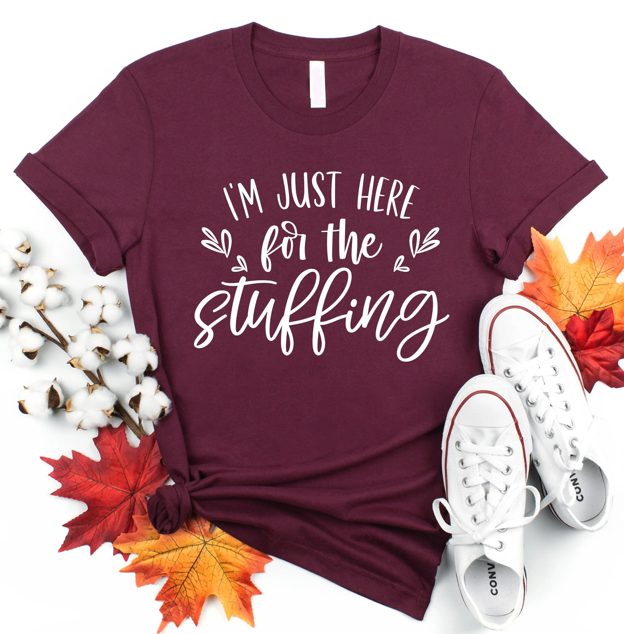 I'm Just Here For The Stuffing T Shirt Thanksgiving Fall Pumpkin Its Yall Happy Hello Funny