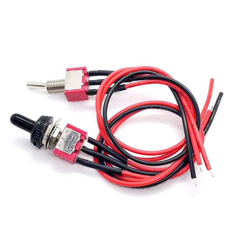 10PCS Button switch with cable 2 pin 3 pin 2 gear 3 gear swing head arm switch MTS-102 101 103 123 Cable 20CM