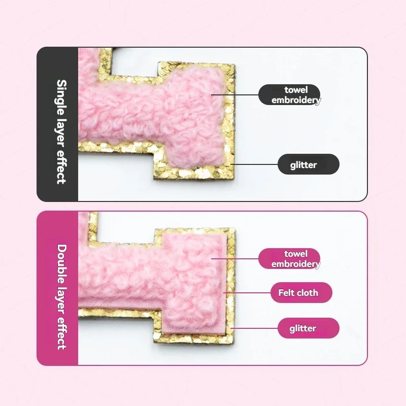 Customized Self-adhesive Towel Embroidery Letter Cloth Sticker Cross-border Special for Glitter Phnom Penh Chenille Accessories