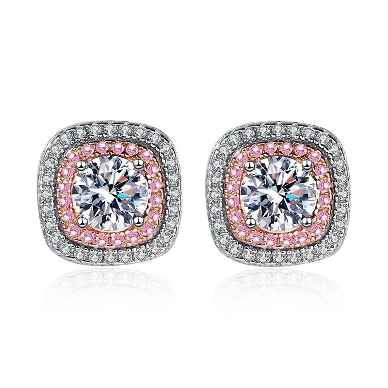 

Luomansi Real 0.5+0.5 Carat Moissanite Stud Earrings For Women S925 Silver Fine Jewelry Super Flash Wedding Party