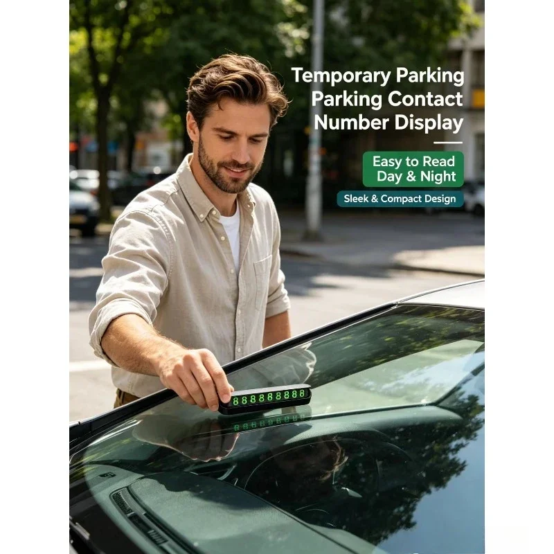 Flippable Temporary Parking Sign Car Moving Phone Number Plate Auto Supplies Portable Parking Mobile Phone Number Tag