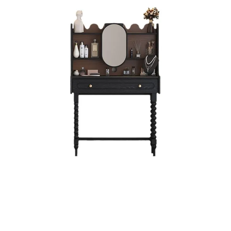 

Red Oak Dresser Storage Cabinet Desk Integrated Household Black Makeup Table