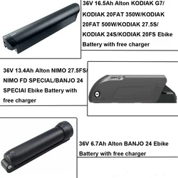 External 36V 6.7Ah 13.4Ah 16.5Ah E-Bike Battery for Alton KODIAK G7 20FAT 500W 20FS 24S 27.5S NIMO 27.5FS FD SPECIAL BANJO 24