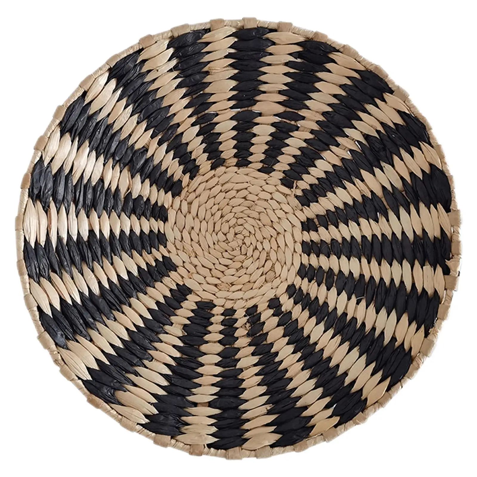 Handmade Grass Woven Tapestry Natural Round Wall Hanging Decor for Living Room Boho Rustic Art Craft Unique Home Ornament
