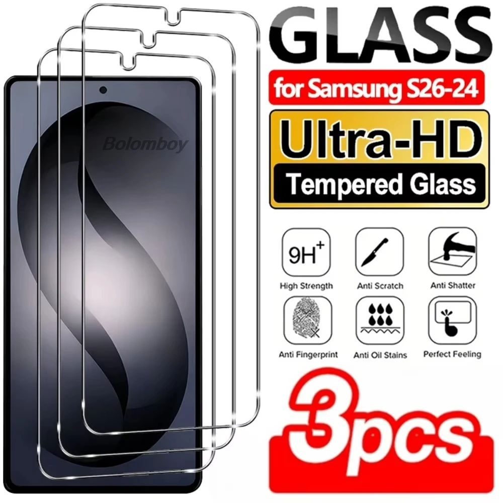 

3PCS Fingerprint HD Tempered Glass for Samsung Galaxy S26 S25 S24 Ultra Screen Protector For Samsung S23 S22 Plus S25 S24 Glass