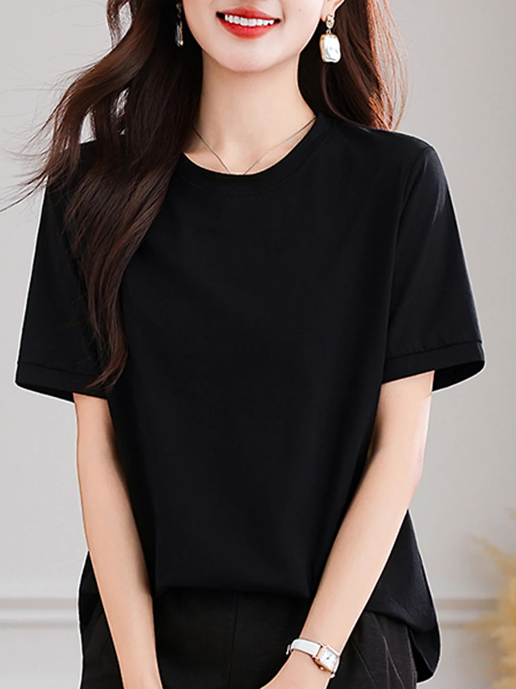 

Женская футболка из чистого хлопка ort Sve, новая летняя свободная футболка большого размера Faion Mommy Sport Qui Dry, утягивающий топ для поездок на работу