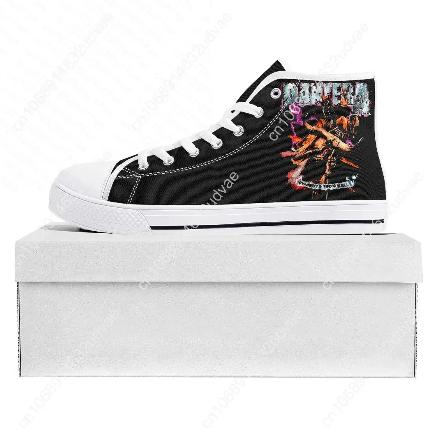 Pantera Metal Band Pop High Top High Quality Sneakers Mens Womens Teenager Canvas Sneaker Casual Couple Shoes Custom Shoe White