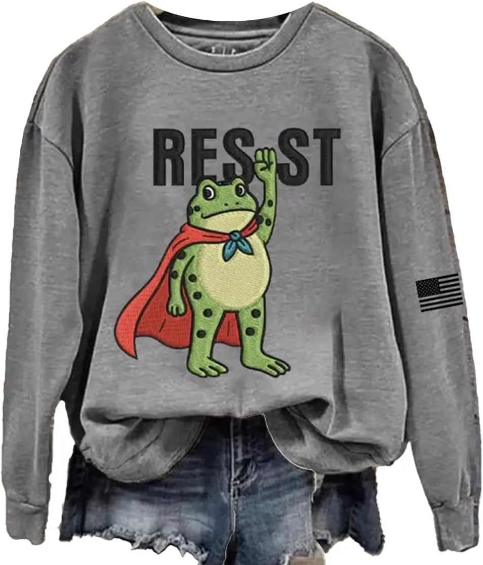 Women's Resist Portland Frog Protest Shirt USA Flag FDT Sweatshirt Hands Off