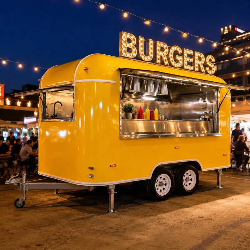 Mobile Food Truck Fully Equipped Kitchen Customized Street Tacos Fried Chicken BBQ Concession Catering Trailer Commercial
