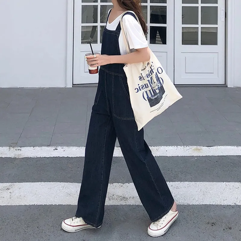 

Модные джинсовые комбинезоны с высокой талией для женщин, свободные прямые брюки, удлиняющие фигуру, летние стильные джинсы с широкими штанинами, омолаживающие