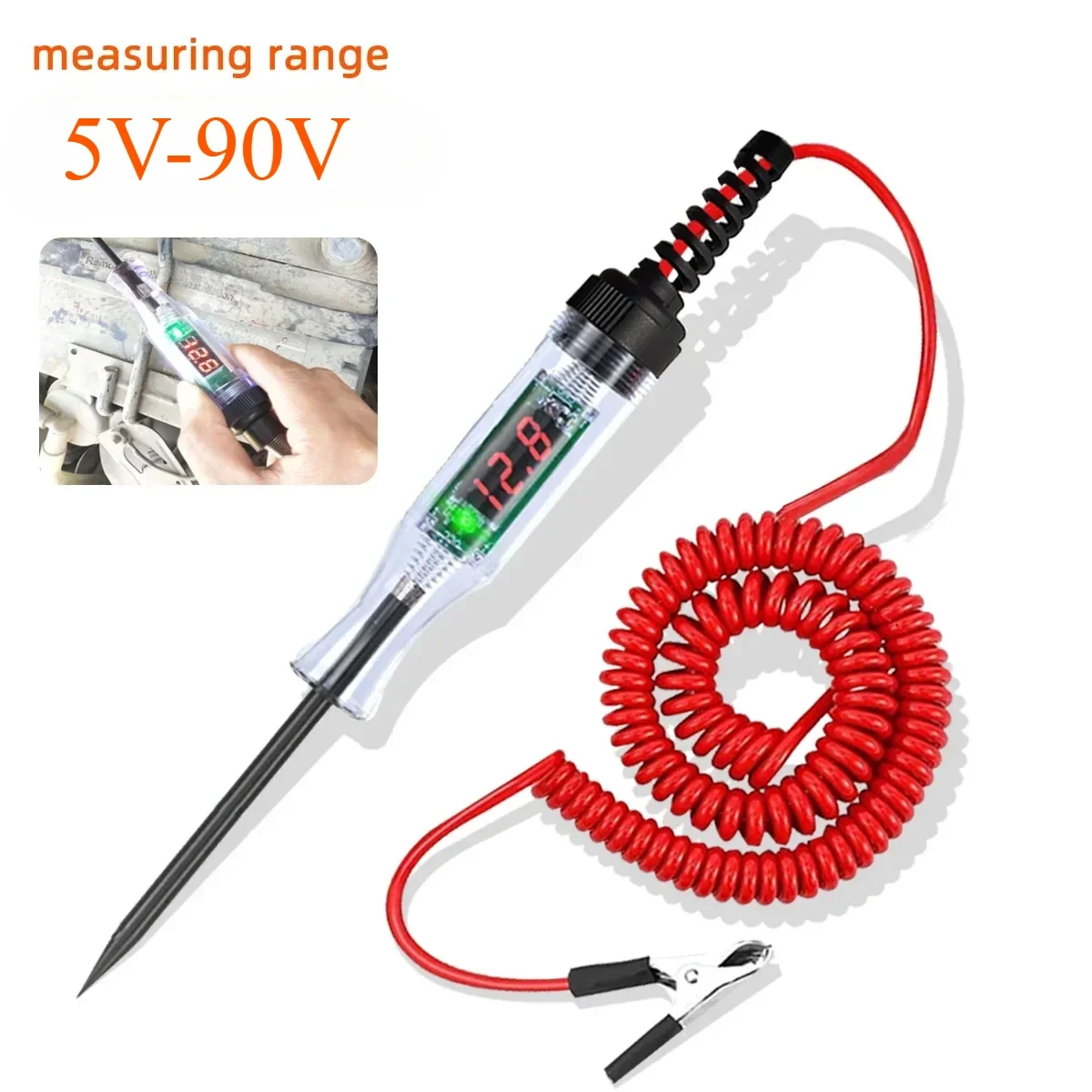 Car Truck Voltage Circuit Tester Digital Led Long Probe Pen Bulb Automobile Diagnostic Tools Auto Repair 6V 12V 24V 36V 70V DC