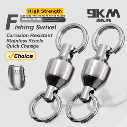 Fishing Swivels with Split Rings 25~100Pcs Ball Bearing Swivel Speed Clips Snap Stainless Fishing Lure Connector Saltwater 0~10#