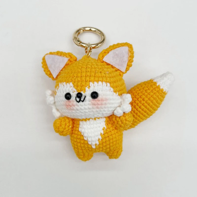 

Вязаный брелок-лис из мультфильма для сумки, милый вязаный брелок-лис в виде животного, аксессуары на заказ