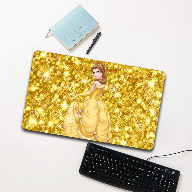 

Disney Belle Princess Gold Glitter Mouse Pad Large Non-slip Waterproof Desk Mat for Laptop Office