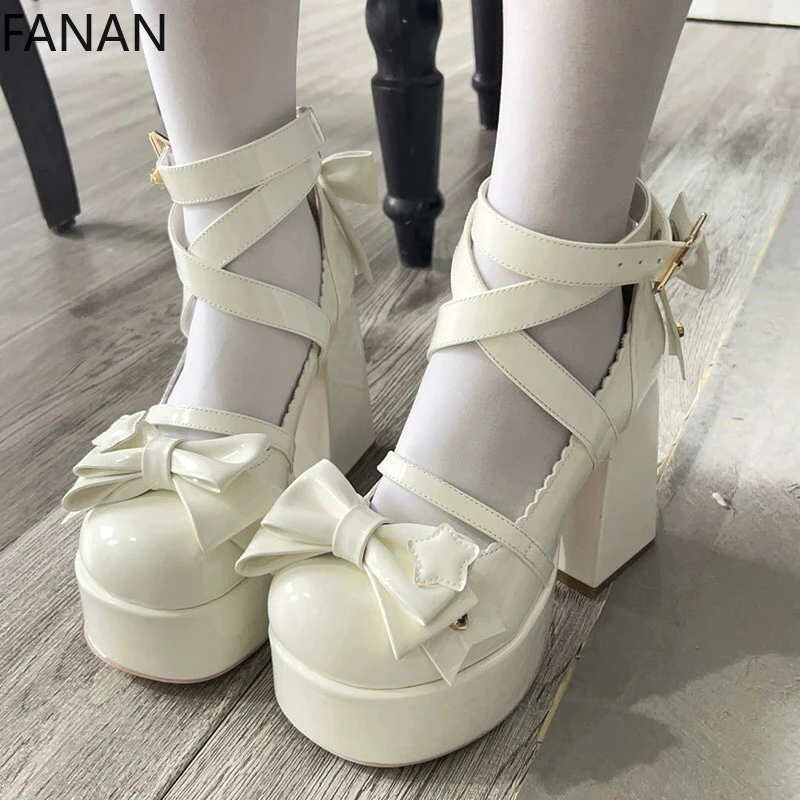 2025 جديد لوليتا عالية الكعب الدانتيل اللؤلؤ الكراهية السماء منصة الكعوب مضخات الأصلي الحلو مقاوم للماء أحذية نسائية فستان الحفلات الصنادل #3