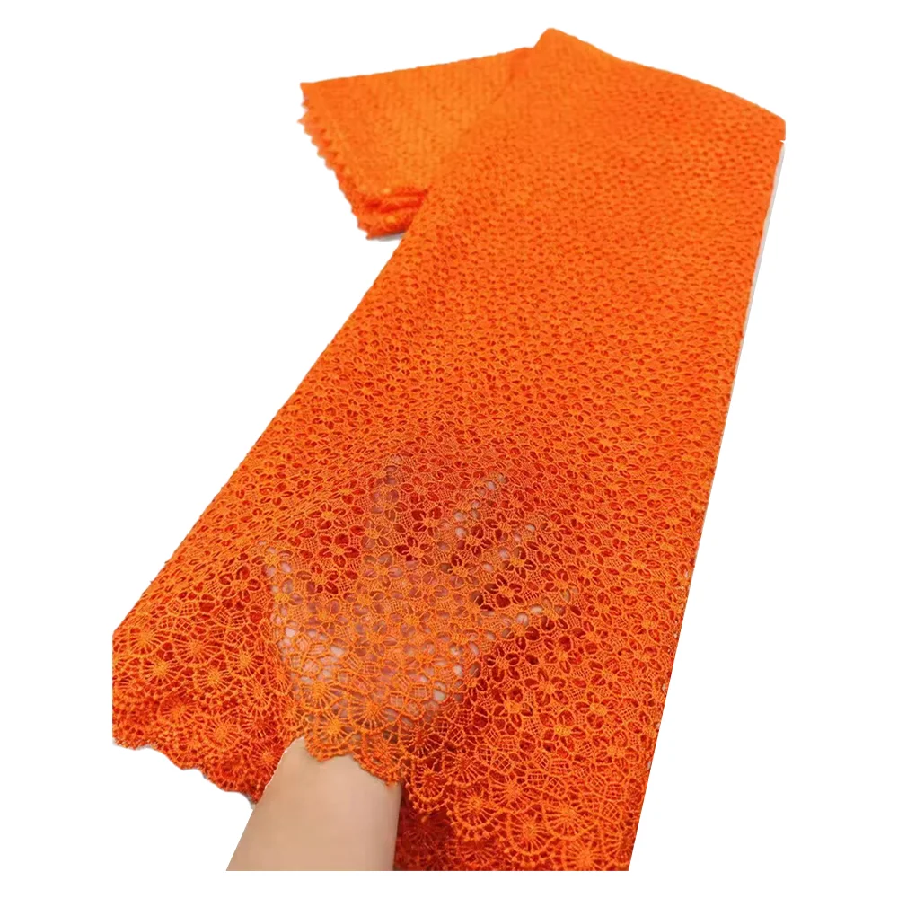 Женские высококачественные африканские водорастворимые кружевные ткани с вышивкой, вечерние платья 2025 года, горячая распродажа, тканевый сетчатый кружевной материал, 5 ярдов