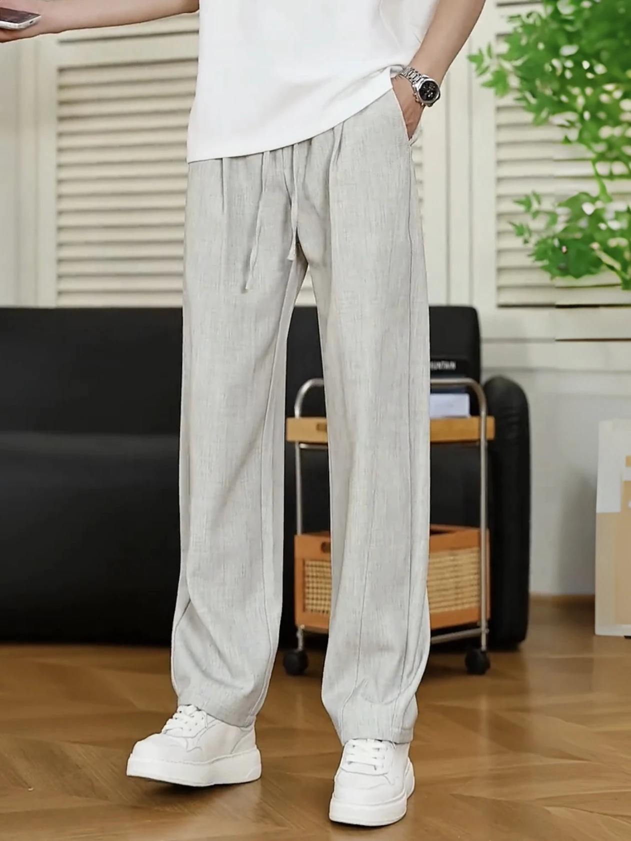 Men's Summer Thin Anti-Wrinkle Breathable Drapey Casual Pants Lightweight Luxury Simple Loose Versatile Slim Straight Leg Tro...
