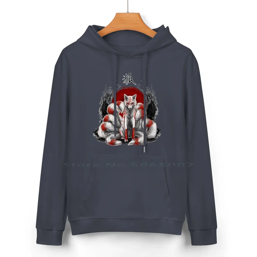 Japanese Nine Tailed Fox Pure Cotton Hoodie Sweater 24 Colors Japanese Inari Okami Asian Foxes Folklore Magical Deception