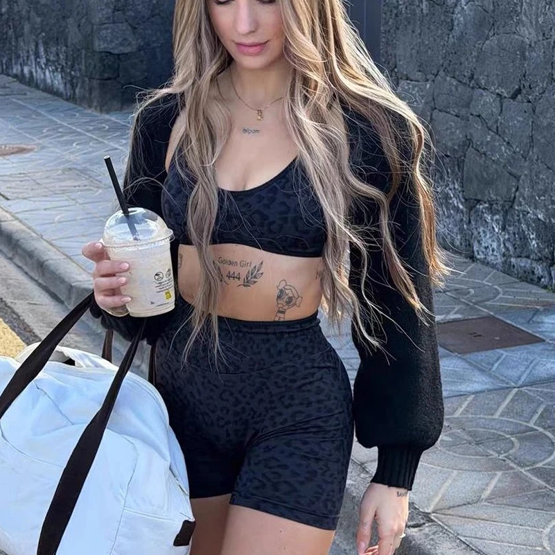 Pericic Sport-BH mit Leopardenmuster für Damen, atmungsaktiv, weich, bequem, hochelastisch, Push-up, für Fitnessstudio, Yoga und Training. – Detail 3