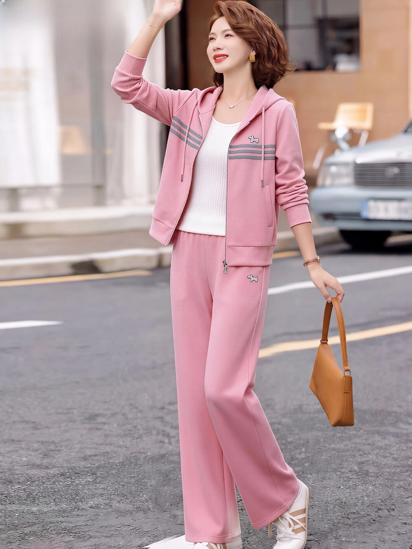 

Spring Sportswear Set Casual Anti-Aging Jaet Women's Running Suit Middle-Aged And ly New 2026 Loose Fit Zipper Closure