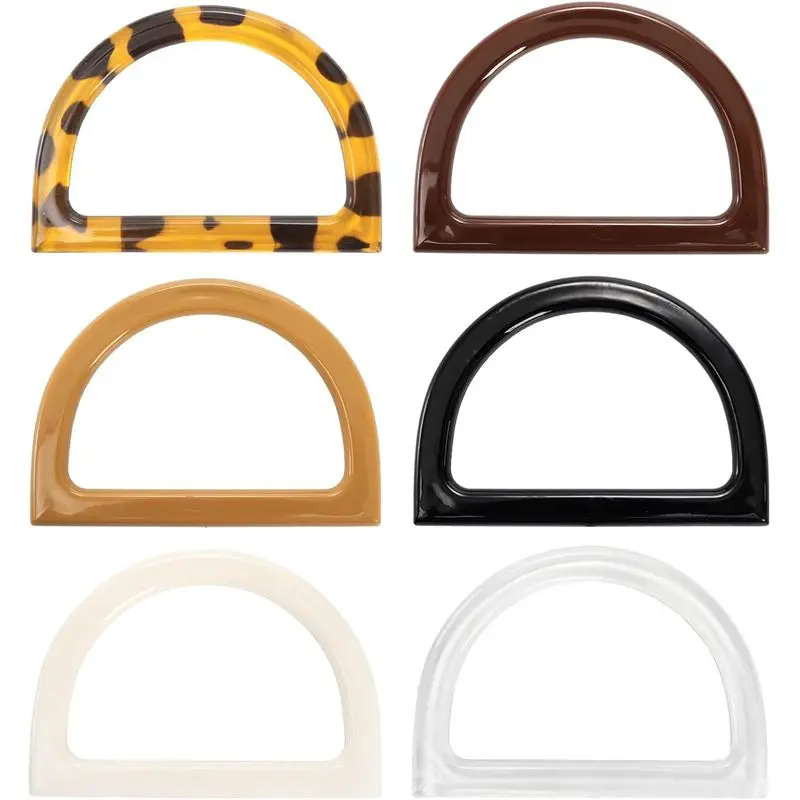 8 pcs D Shape Purse Handles 4 Colored Handbag Handles Replacement for Handmade Crochet Bag Summer Beach Straw Bag DIY Supplies