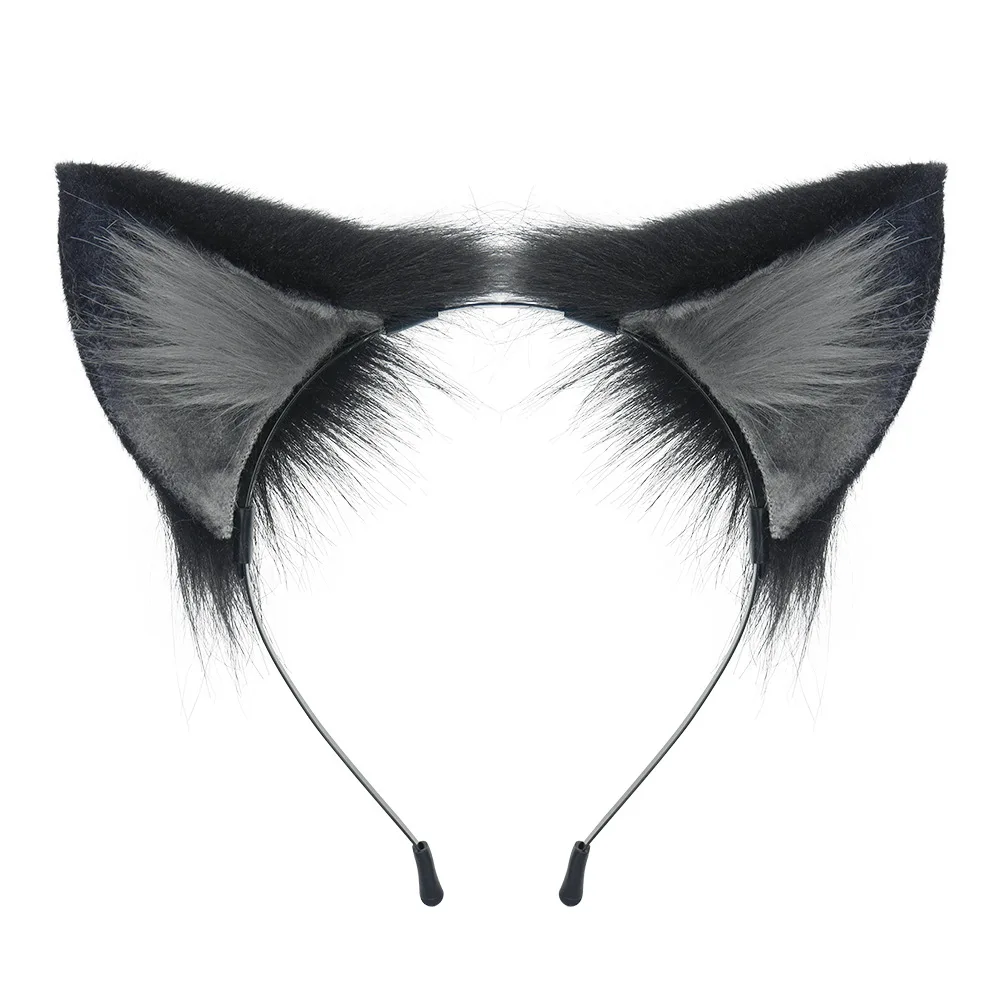 Black Cat Ears Headdress Simulated Furry Pet Ear Hair Hoop Lolita Maid Cosplay Accessories Carnival Halloween Costume Props