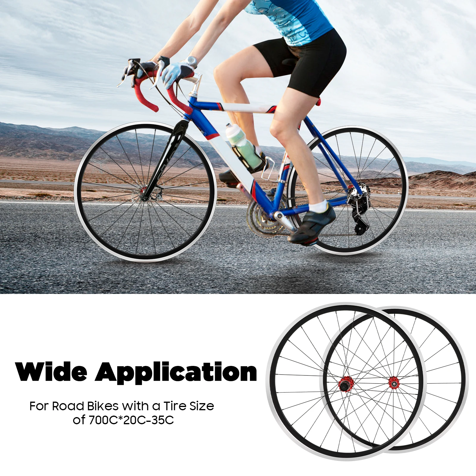 700C Fahrrad-Laufradsatz, doppellagige Alu-Minum-Legierungsräder, Rennrad-Räder, Vorder- und Hinterradsatz, Bär, ca. 661 Pfund (vorne + hinten)