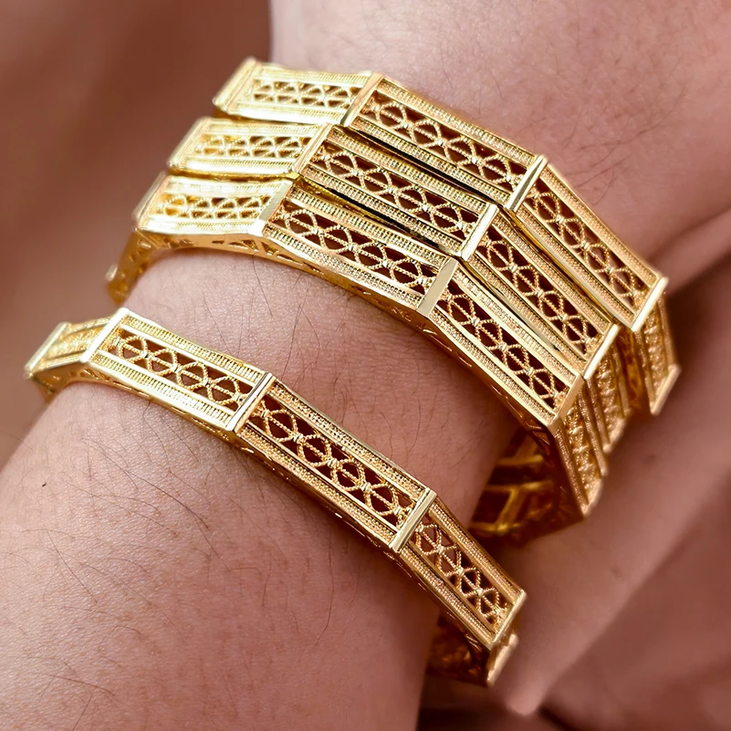 

Dubai Gold Plated Women's Bangles Flower Bracelet Gold Plated 24K Luxury Aristocrats Bracekets Jewelry