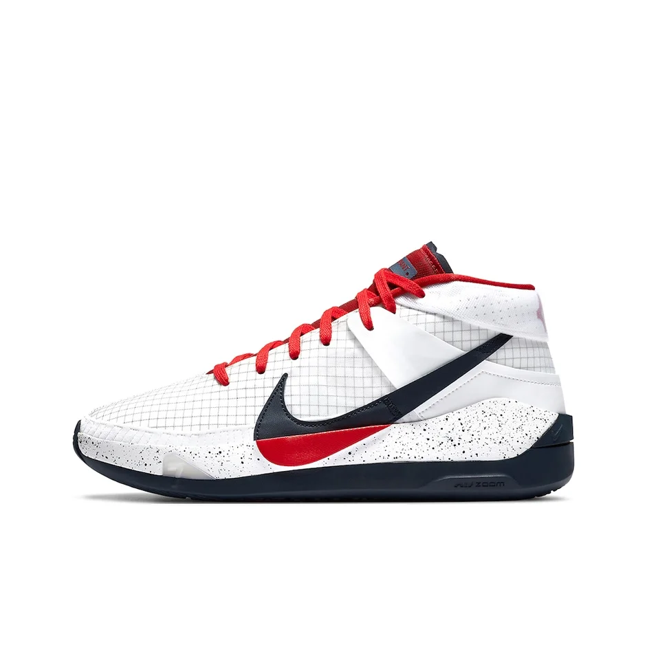 Nike KD 13 Basketball Shoes Unisex Mid Top White Blue Red CI9949-101