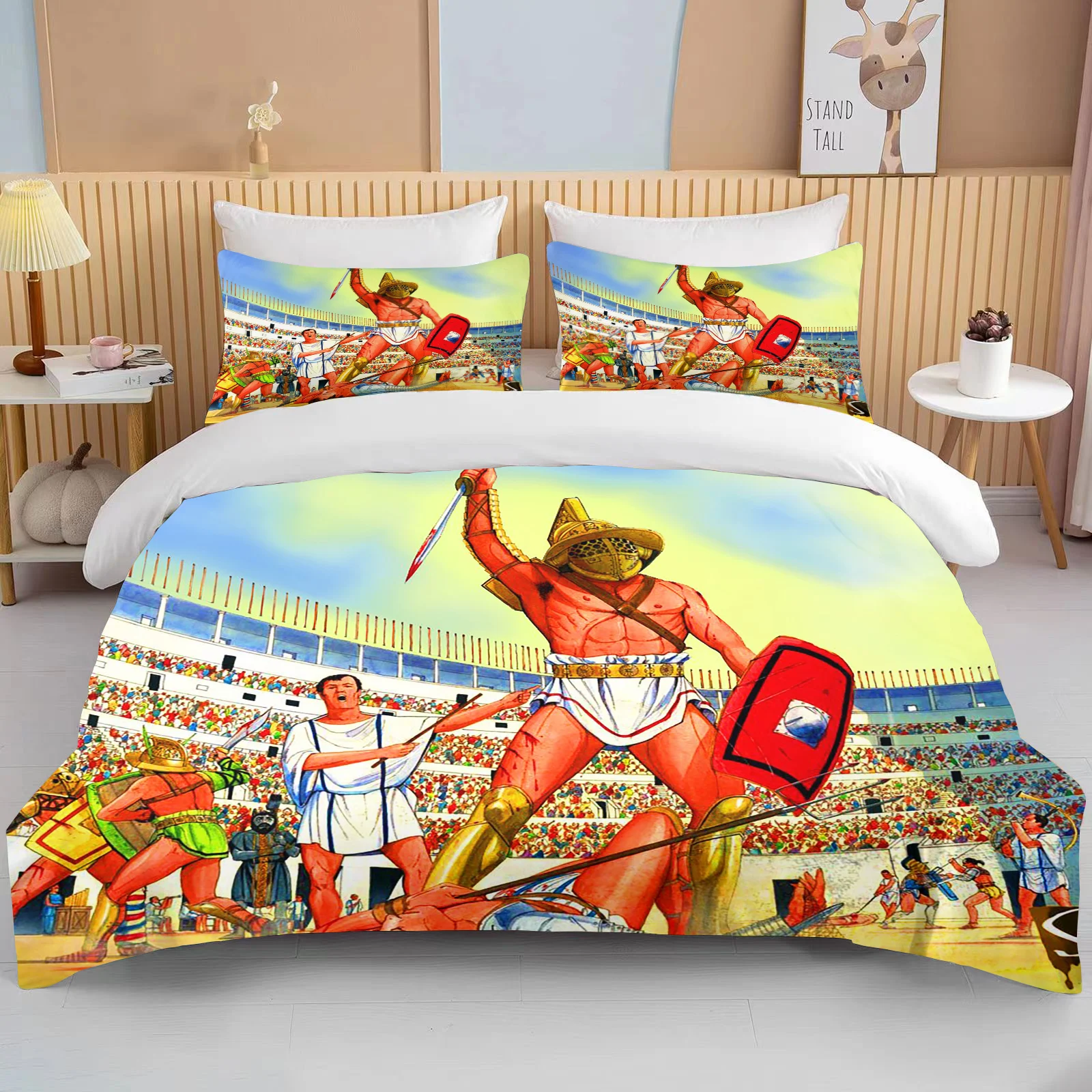 10 sizes Cartoon Roman Gladiator Bedding Set Colorful Home Textile Duvet Covers Pillowcases Bedclothes kids gift Bedding set