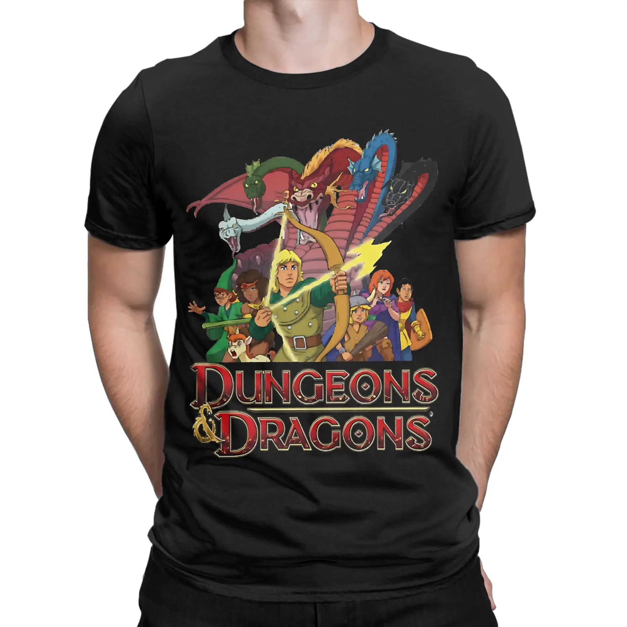 Dungeons And Dragons Cartoon T Shirt Beach  Trending T Shirts Men 100% Cotton Round Neck  Tees Short-Sleeved Y2K Casual Tshirt