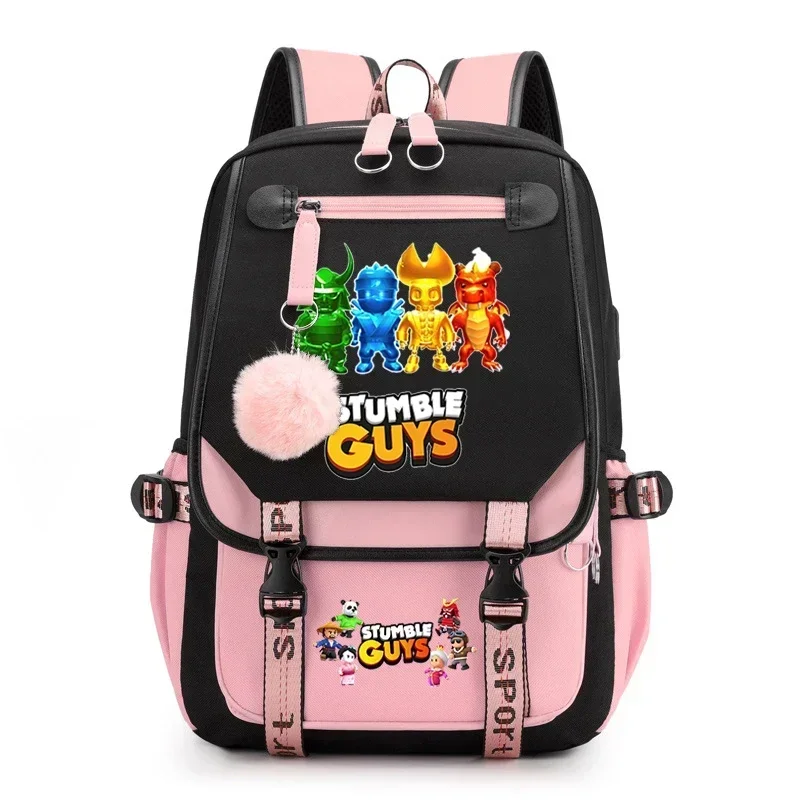 Fashion Stumble Guys Usb Charging School Bags Teenager Student Travel Bookbag Women Laptop Bags Children Large Capacity Backpack