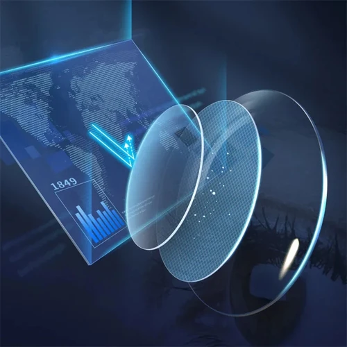 Imagen 2 del producto MR-8 Super resistente 4 veces dureza serie Anti luz azul lente 1,61 1,67 lente graduada óptica miopía hipermetropía lentes HMC