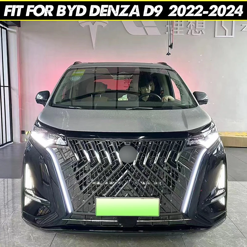 

Front Grill With Side Light Racing Grille Modified Front Bumper Honeycomb style Fits For 2022-2024 BYD Denza D9