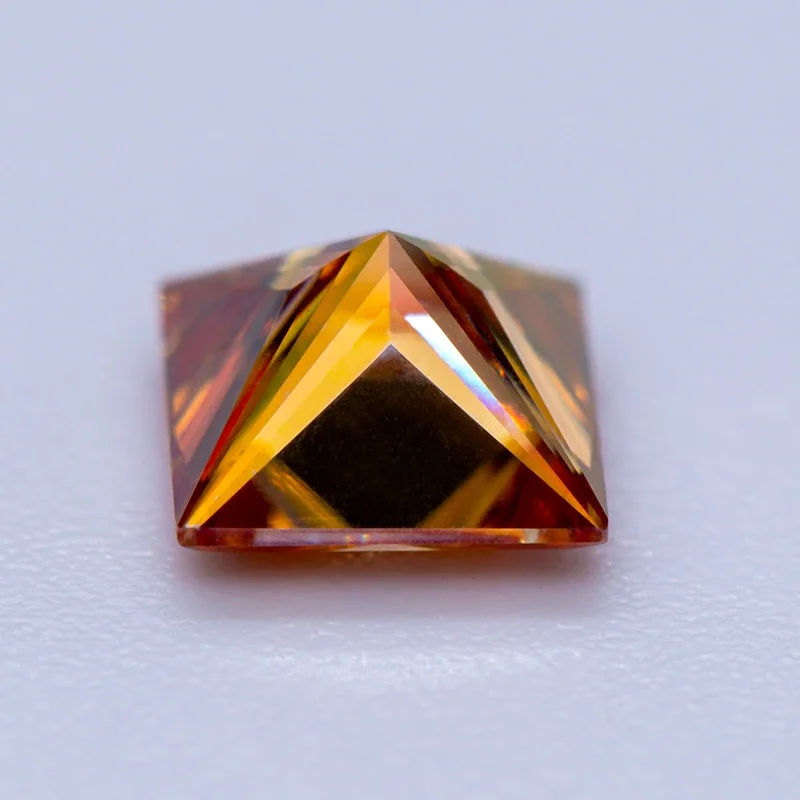 Moissanite Gemstone Princess Cut Orange Color Lab Grown Diamond Advanced Jewelry Making Materials With GRA Certificate