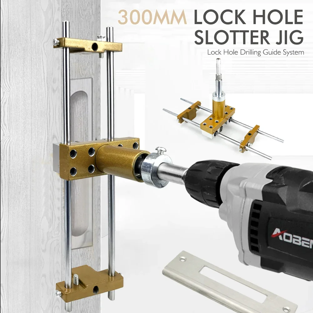 Wooden Door Lock Hole Opener Kit Lock Mortiser Slotter Jig Key Hole Drilling Guide Installation Lock Hole Locator