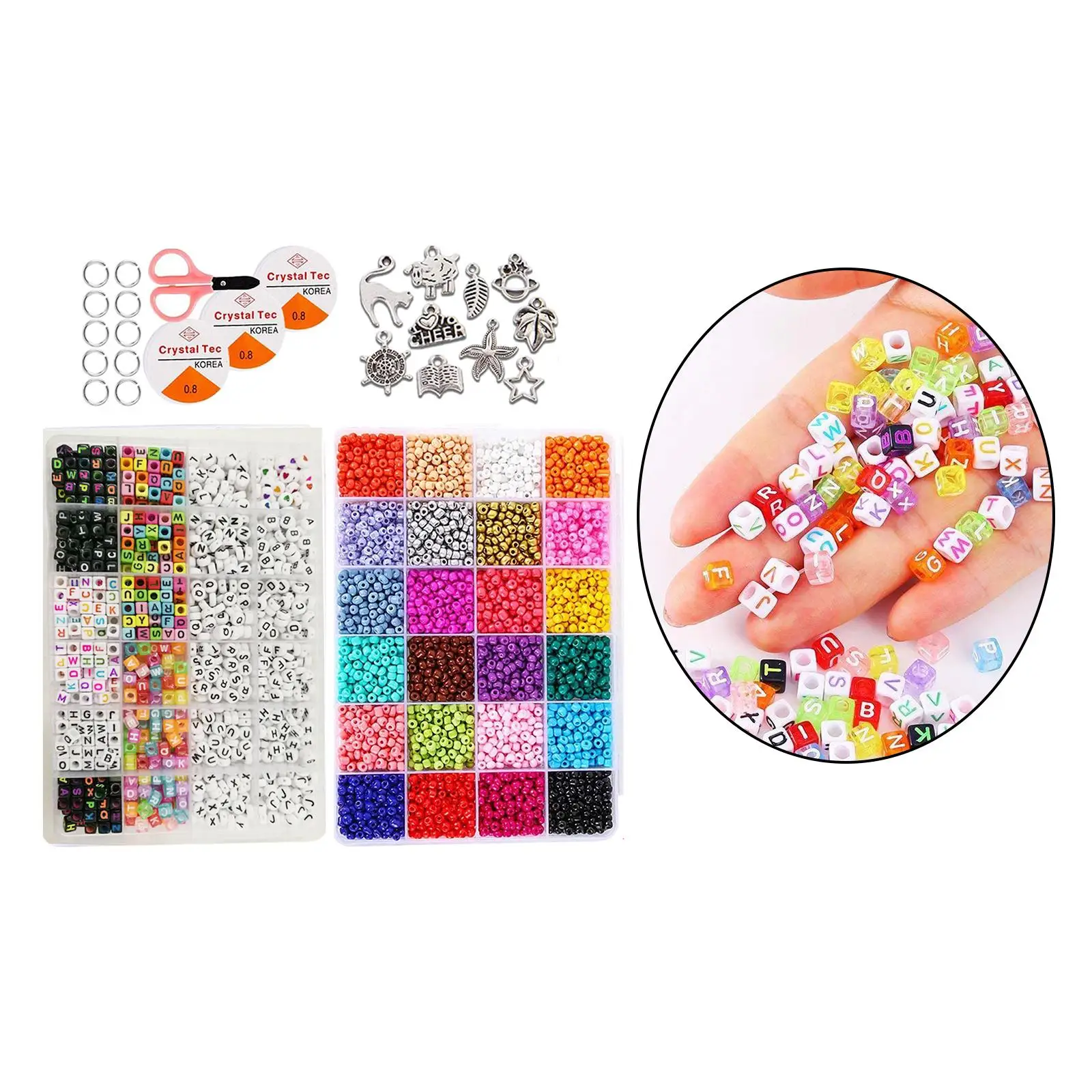 

Square Beads Loose Letter Bead Alloy Scissor Accessories Kit DIY Bracelets Anklet Bangles Jewelry Making Earring Finding