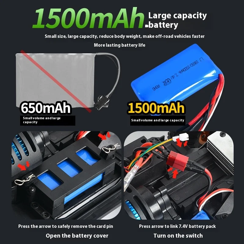 1: 10 Rc professionale Telecomando completamente proporzionale Sospensione a quattro ruote motrici Potente veicolo fuoristrada da arrampicata