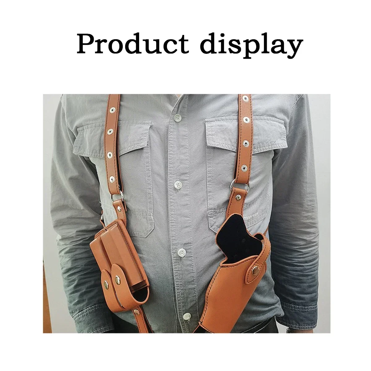Taktisches verdecktes Unterarmholster aus PU-Leder, passend für 1911 Gk17 19 31, mit doppelter Magazintasche, Jagdzubehör – Detail 9