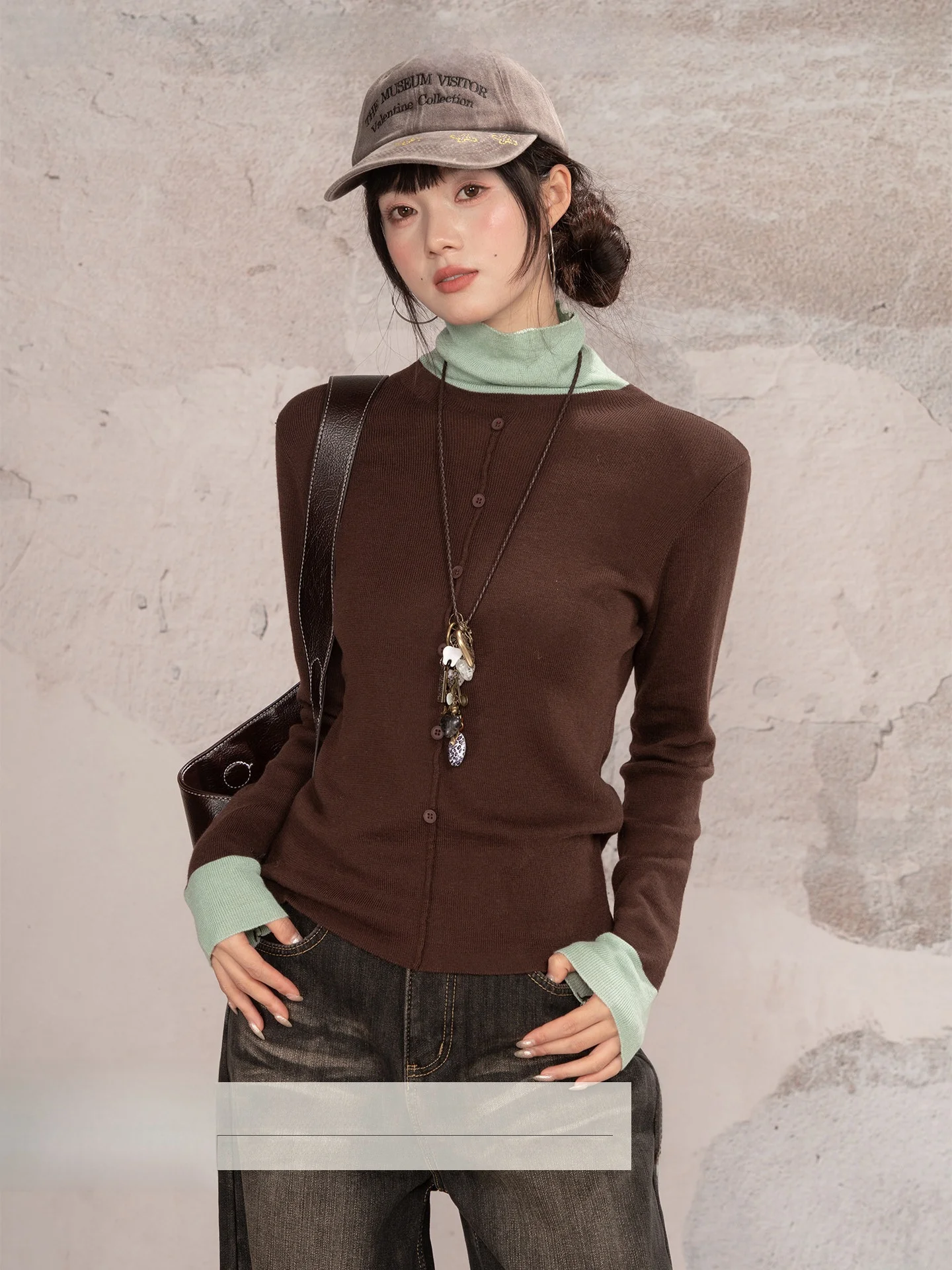 

Женский облегающий вязаный свитер Loveheynew Color Blo с высоким воротом, базовый слой, топ, модный зимний стиль